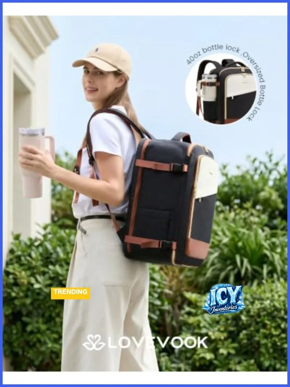 40L Travel Backpack for Women, Carry On Flight Approved, Waterproof Laptop